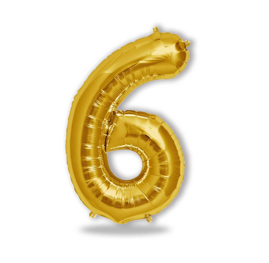 Globo Numero 6 Metalizado Dorado 40 Pulgadas