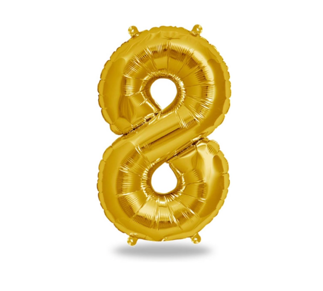 Globo Numero 8 Metalizado Dorado 40 Pulgadas