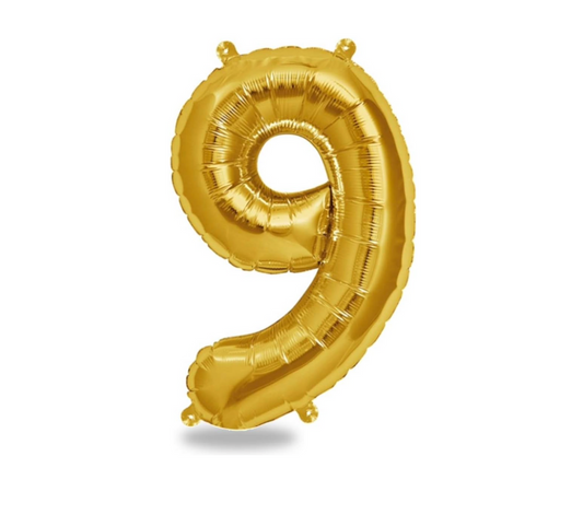 Globo Numero 9 Metalizado Dorado 40 Pulgadas