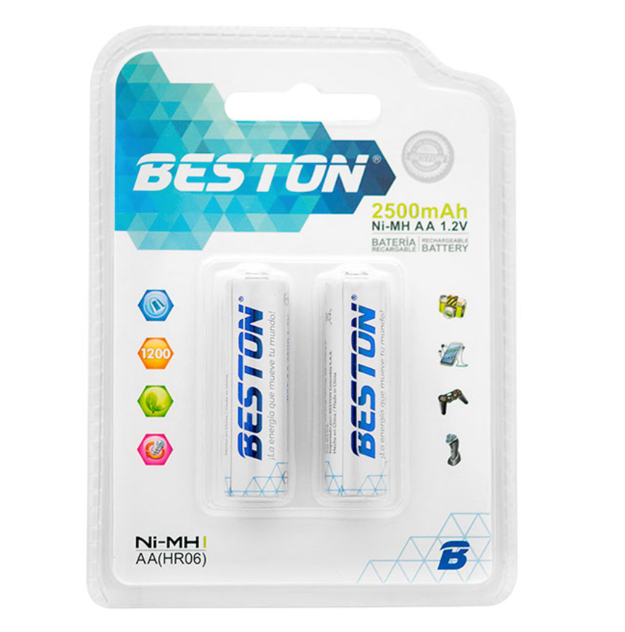 Pilas Recargables Beston AA x2 2500mah