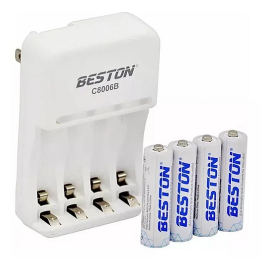 Cargador De Pilas Con Pilas Beston AA Recargable X4