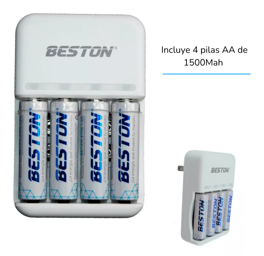 Cargador De Pilas Con Pilas Beston AA Recargable X4