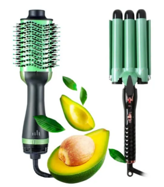 Combo Cepillo Secador y Rizador Ondas De Sirena Aguacate