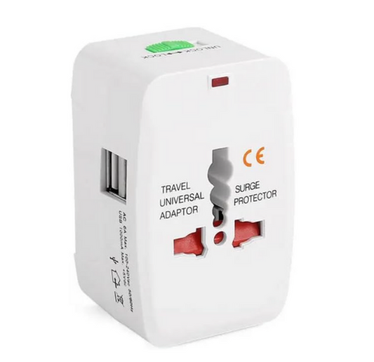 Adaptador Viajero Convertidor Universal Europeo Con 2 Puertos Usb