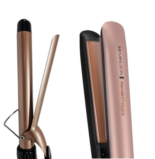 Combo Plancha Y Pinza Encrespadora Keratina Remnlignton Genérico