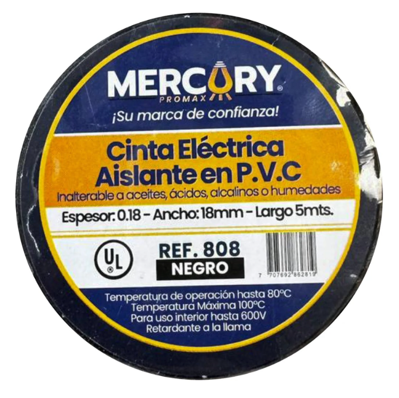 Cinta Aislante Eléctrica Negra 5m
