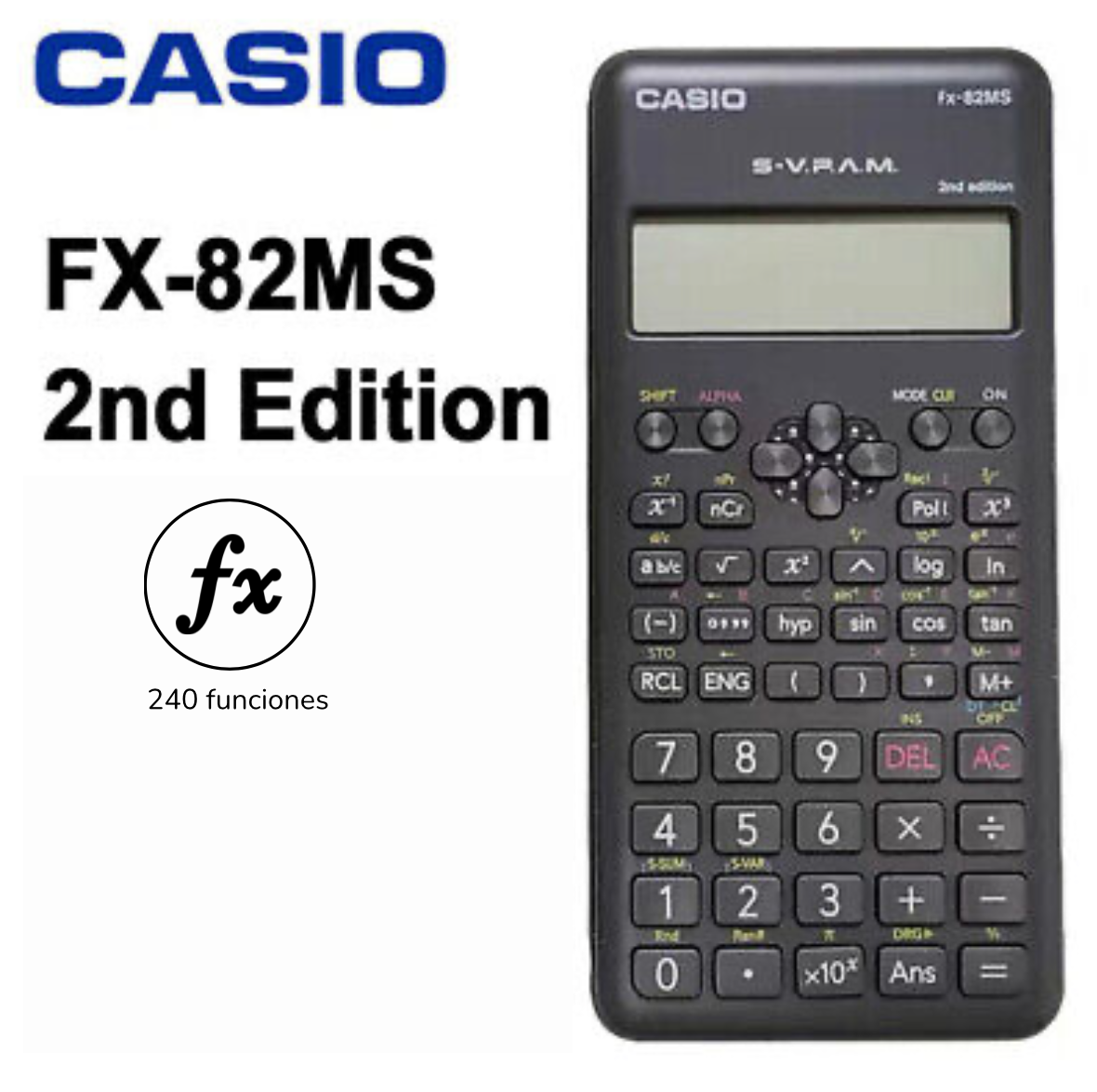 Calculadora Casio Fx-82 Ms Cientifica 240 Funciones Visor 2l
