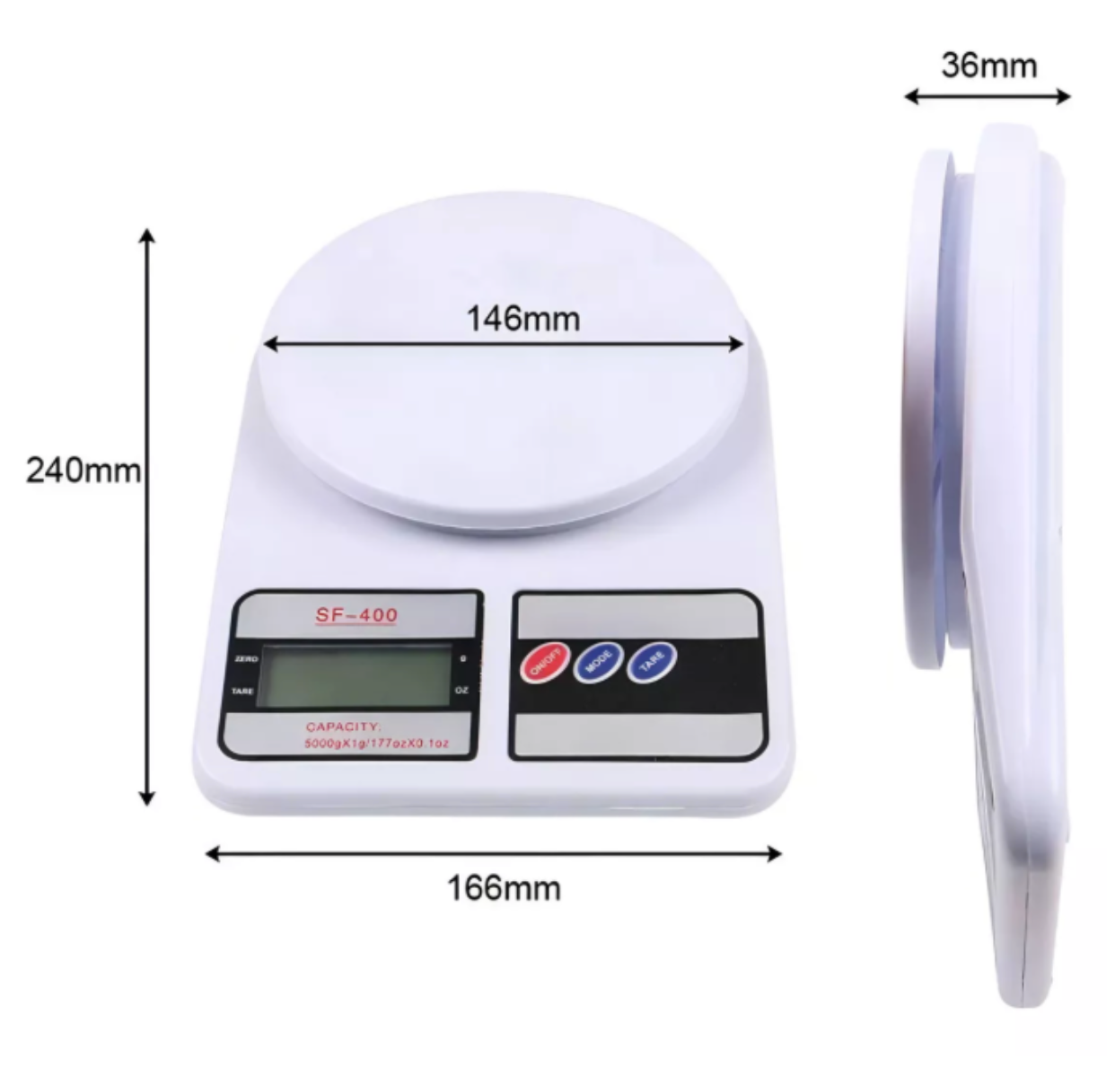 Gramera De Cocina Digital Sq Cozinha Sf-400 Pesa Hasta 10kg Blanca