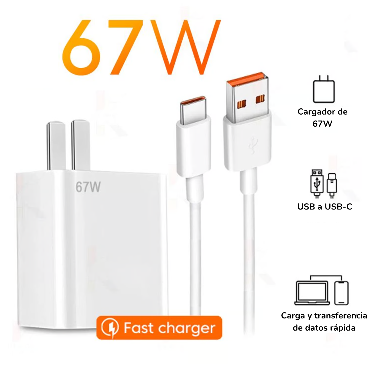 Cargador Completo Xiaomi 67w Cubo + Cable Generico