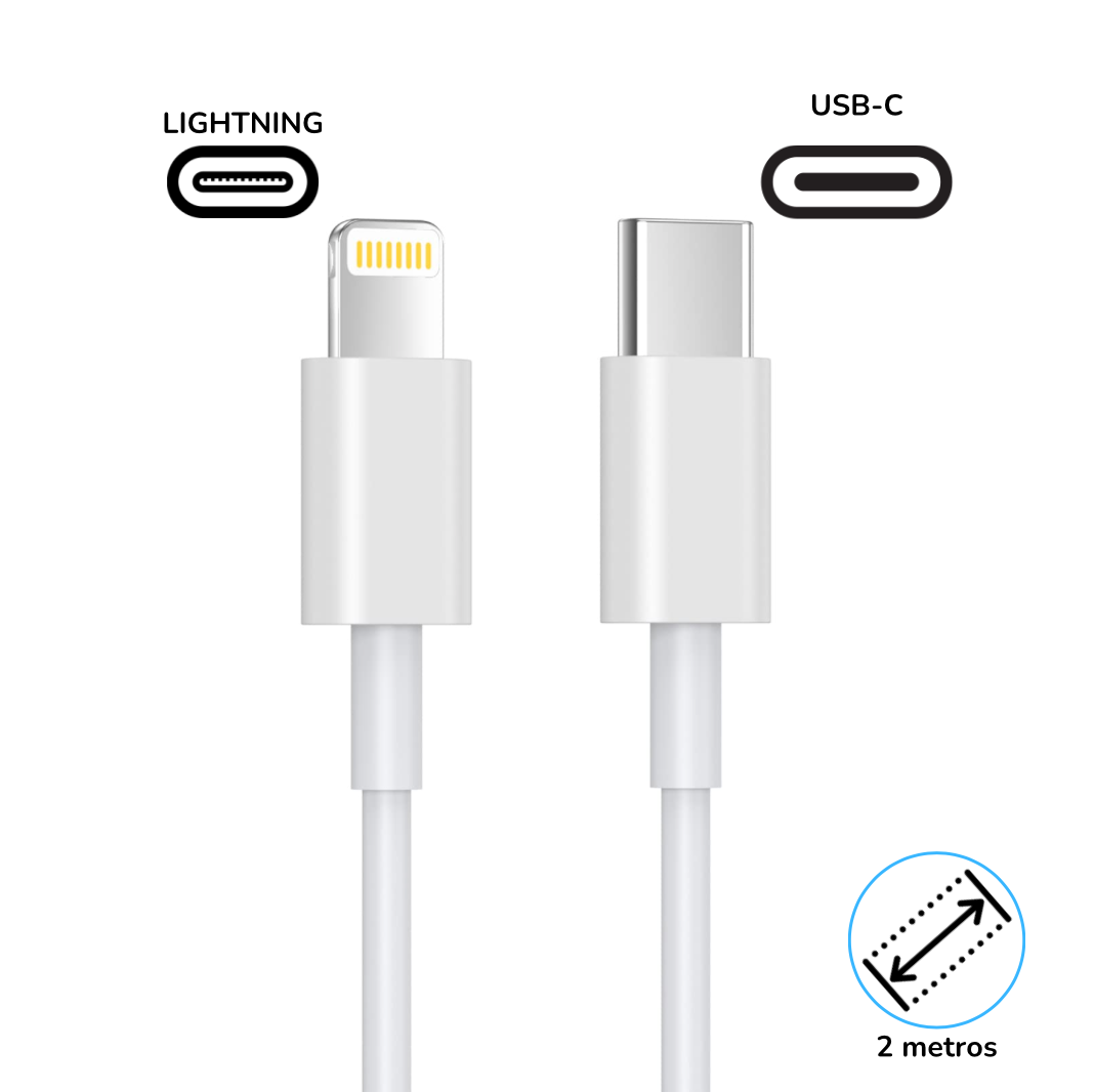Cargador Iphone Usb-c To Lighting Generico Cable Iphone 2 Metros