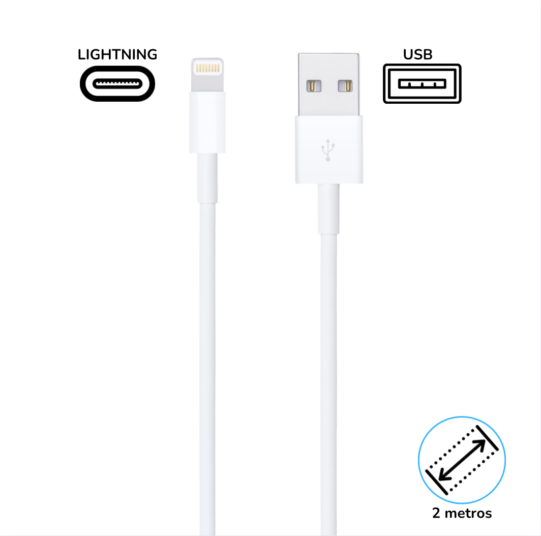 Cargador Iphone Lightning To Usb Generico Cable Iphone 2 Metros
