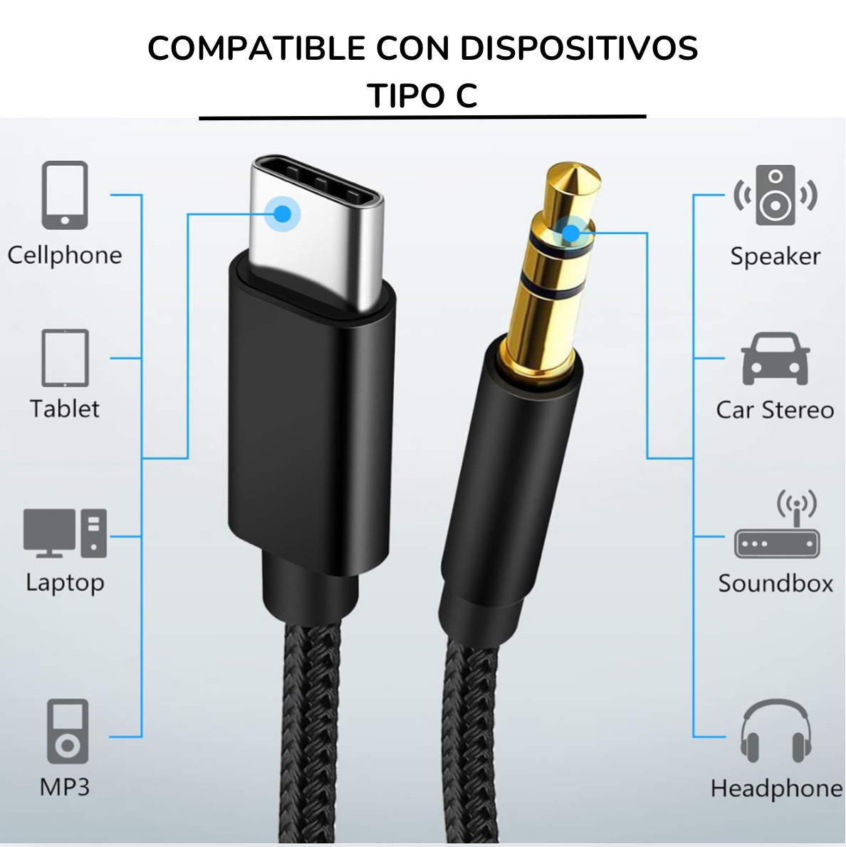 Adaptador Tipo C To 3.5 Auxiliar Audio