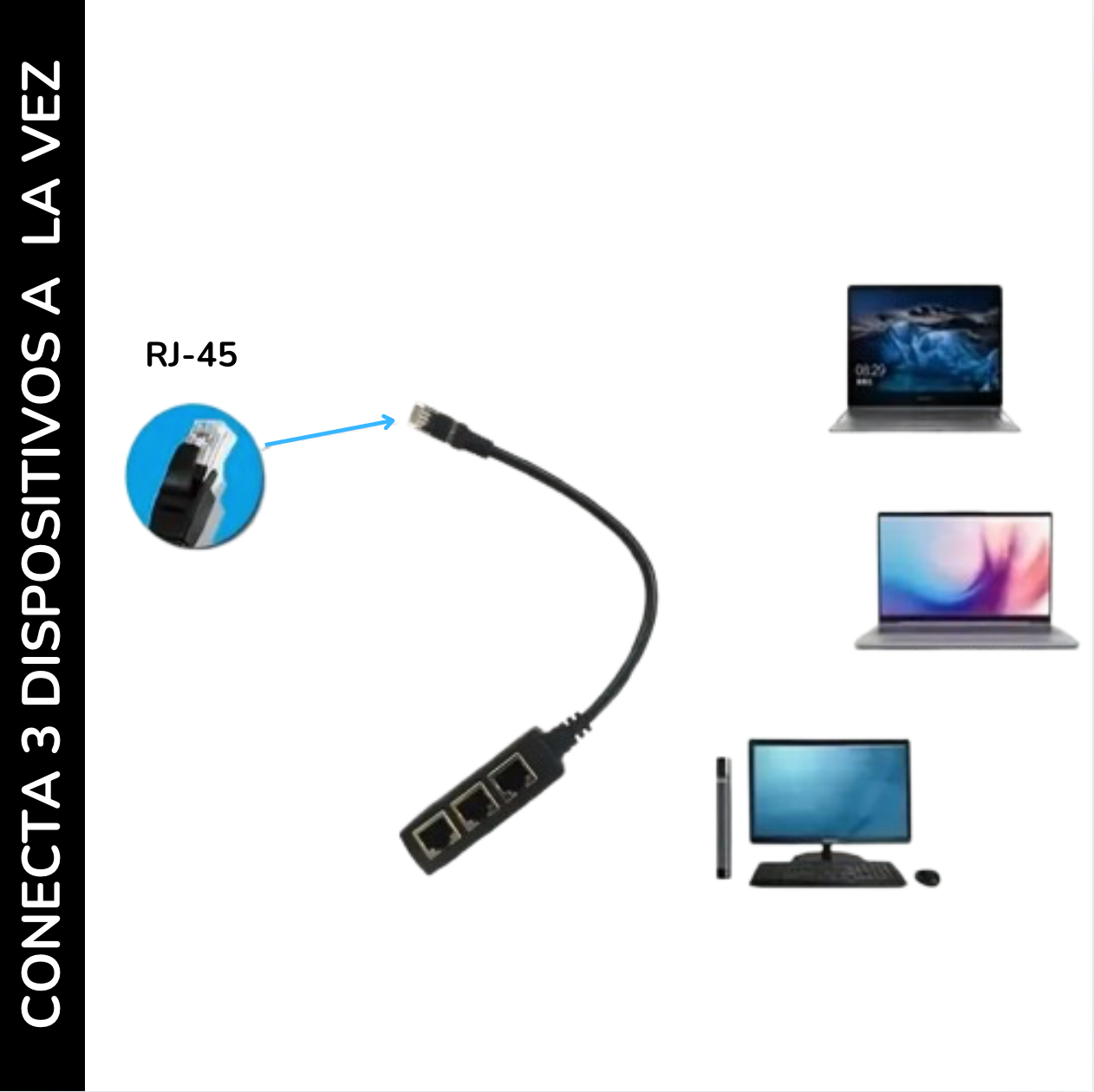 Adaptador Divisor De Cable Ethernet 3 Puestos