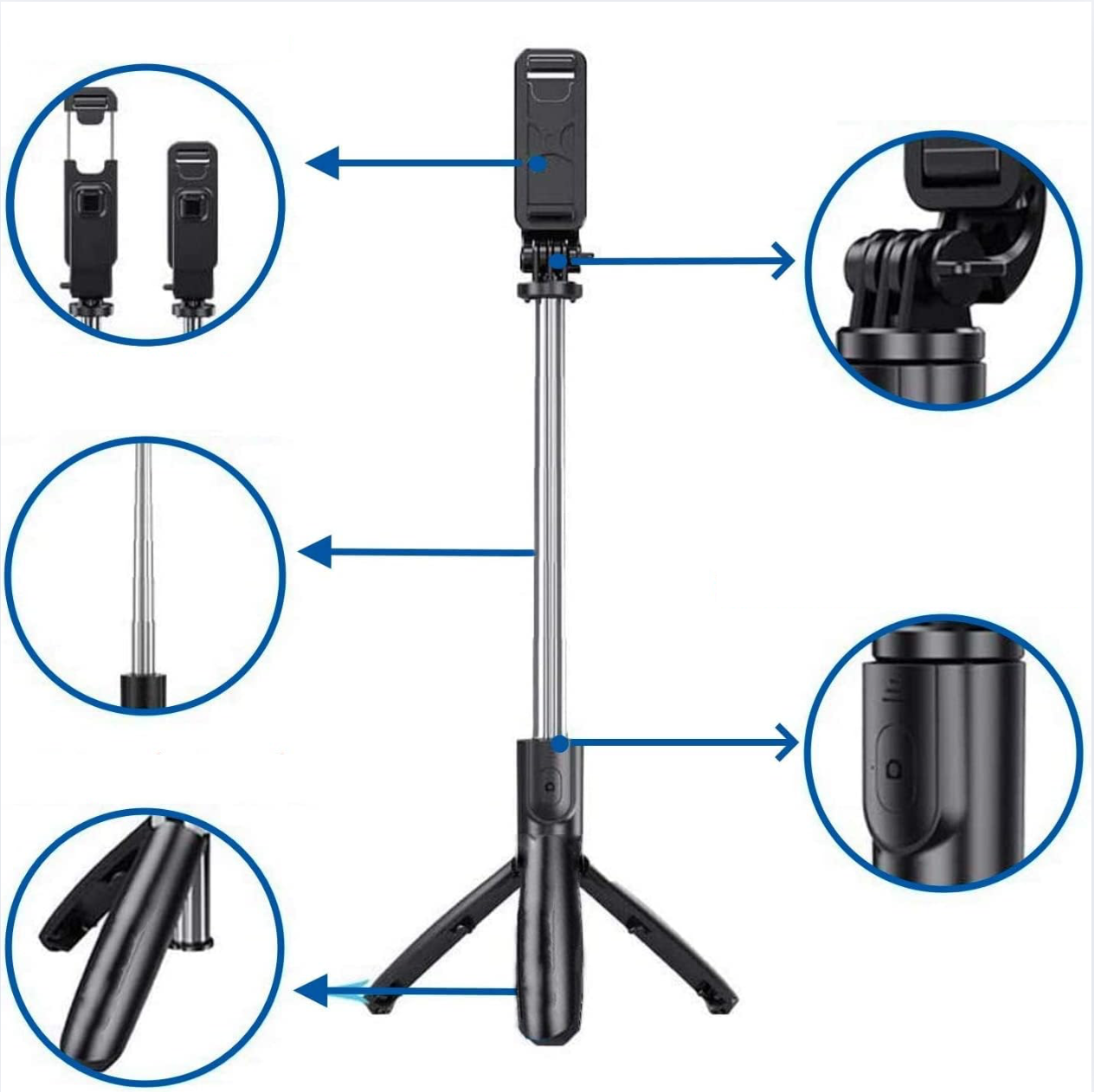 Trípode Palo Selfie Stick Con Bluetooth Control Remoto 