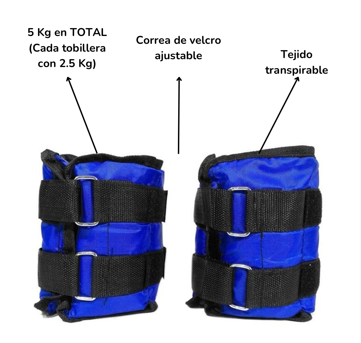 Pesas Tobilleras 5 Kg En Total
