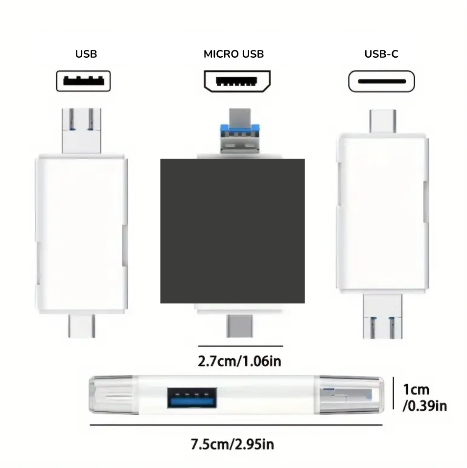 Lector De Tarjetas Usb Para Usb/tipo C/ Micro Usb