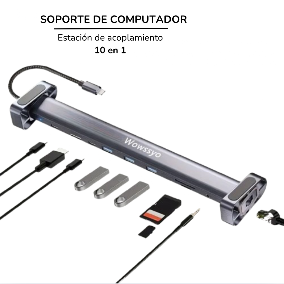 Convertidor Estación De Acoplamiento Tipo C 10 En 1 Y Soporte Computador