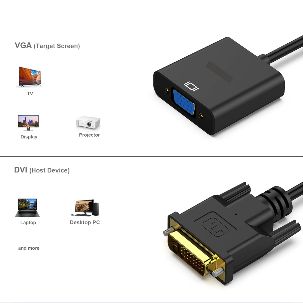 Adaptador Convertidor DVI a VGA