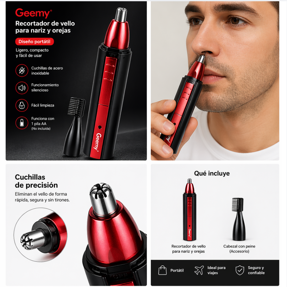 Trimmer De Nariz 2 En 1 Con Patillera Geemy