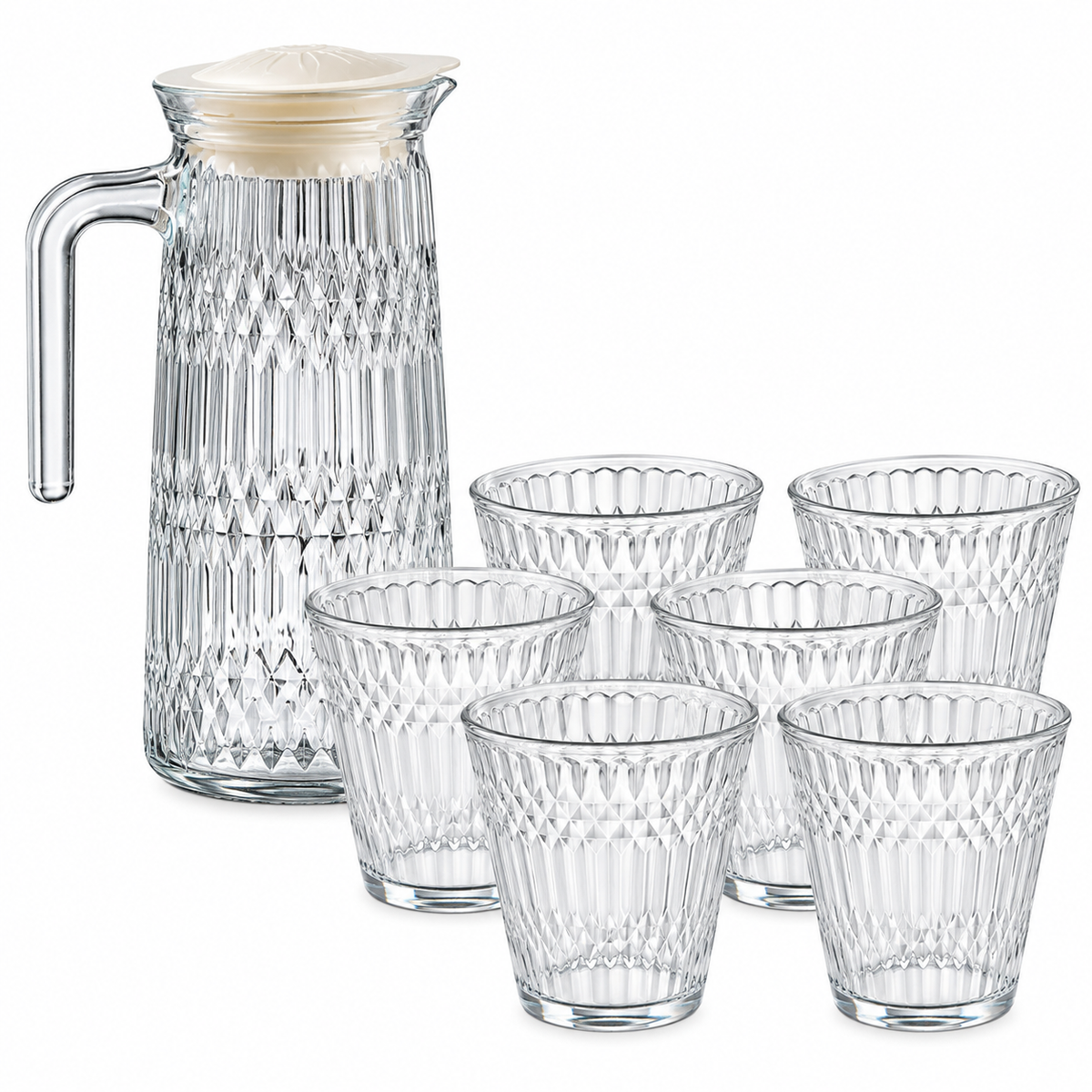 Set Jarra Y Vasos De Vidrio
