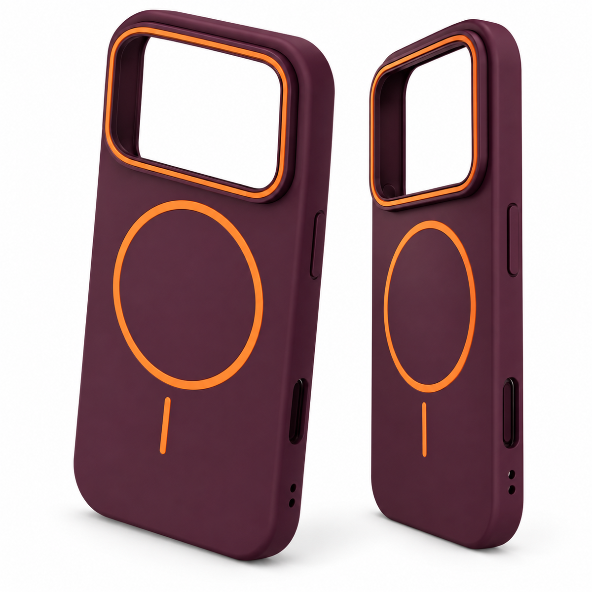 Estuche IPhone 18 Pro Max Borgoña MagSafe con Borde Naranja