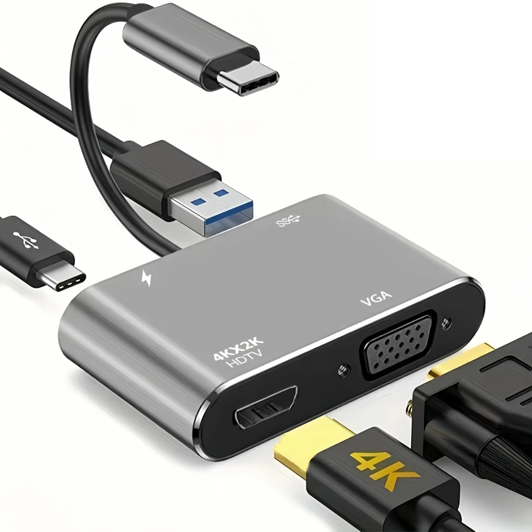 Adaptador Tipo C a VGA, HDMI, Usb y Tipo C