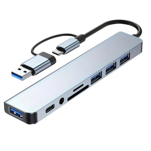 Adaptador 8 en 1 Multipuerto con Audio y Sd/Micro Sd