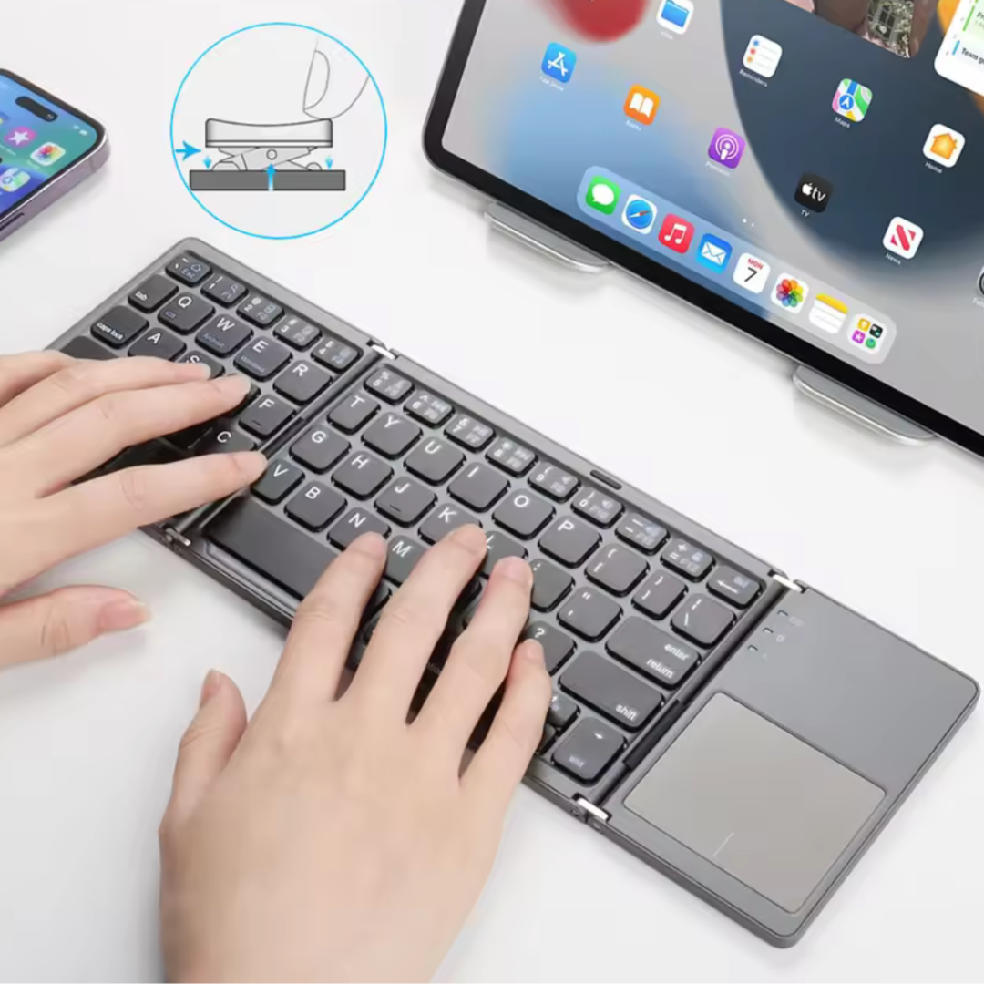 Teclado Plegable Bluetooth Inalámbrico Con Mouse Incorporado