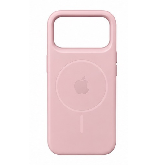 Estuche Iphone 17 Pro Max Silicona Luxe Rosado Con Logo