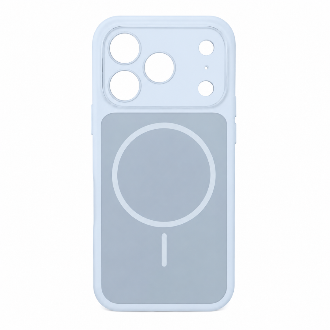 Estuche iPhone 17 pro Max silicona MagSafe con protección de cámara baby blue