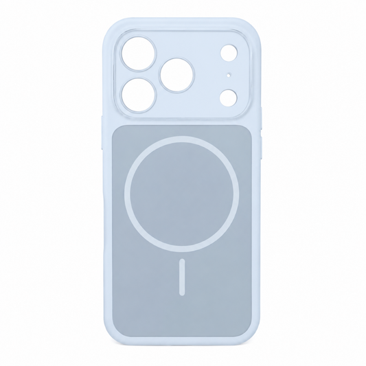 Estuche iPhone 17 pro Max silicona MagSafe con protección de cámara baby blue