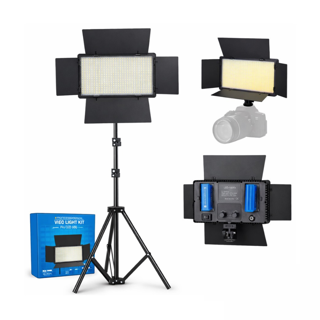 Panel De Luz Pro Led 600 Ajustable Doble Batería Con Trípode