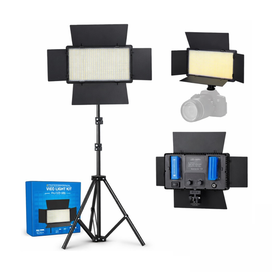 Panel De Luz Pro Led 600 Ajustable Doble Batería Con Trípode
