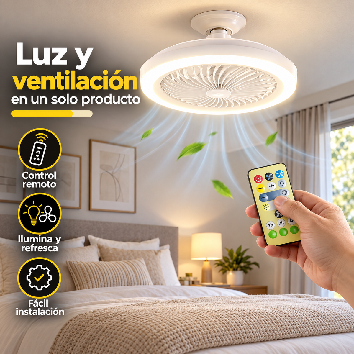 Bombillo Ventilador LED 25W con control
