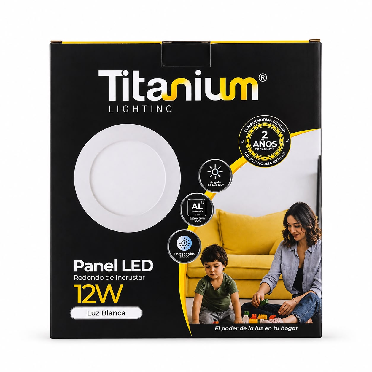 Panel Led 12w Redondo Incrustar Luz Blanca