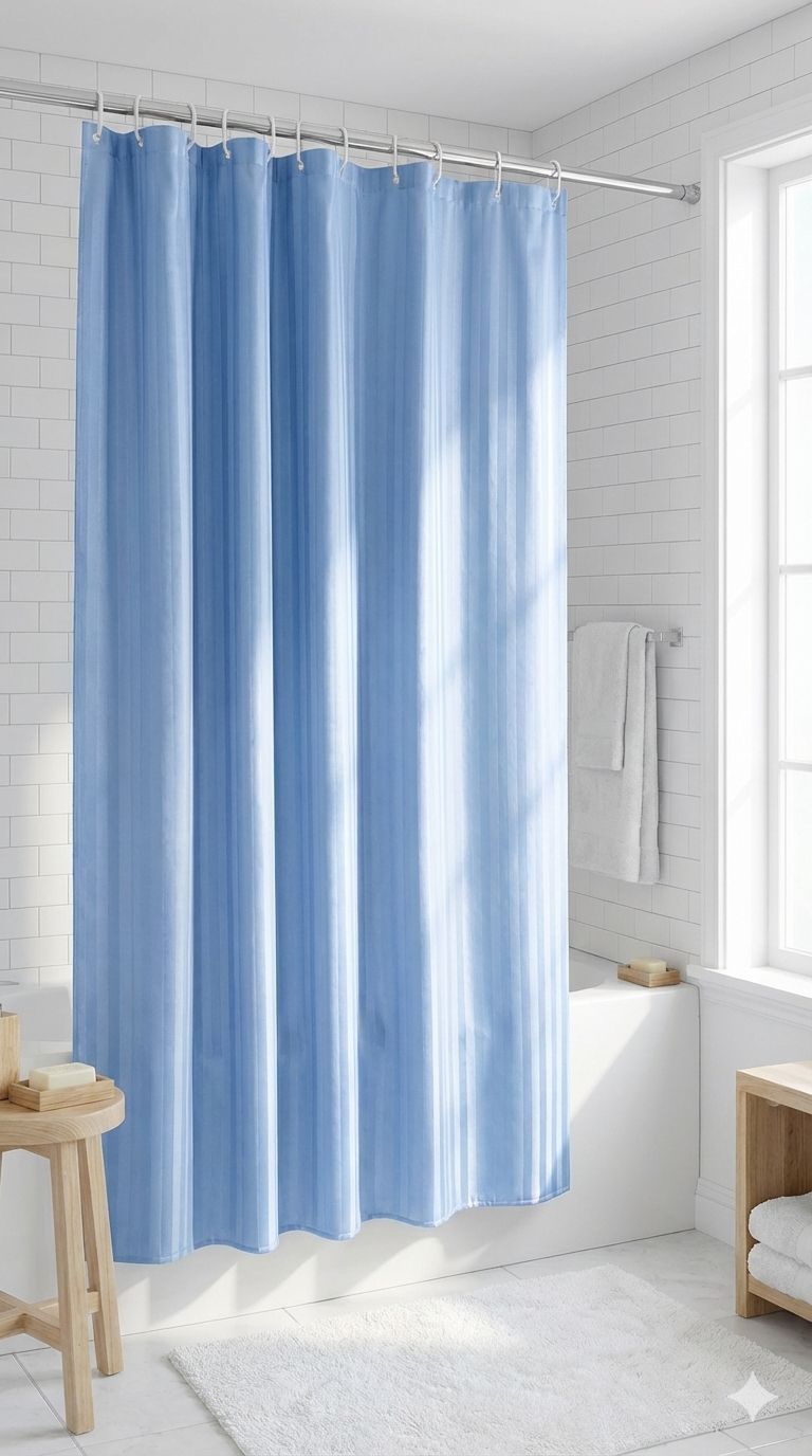 Cortina Para Baño Azul