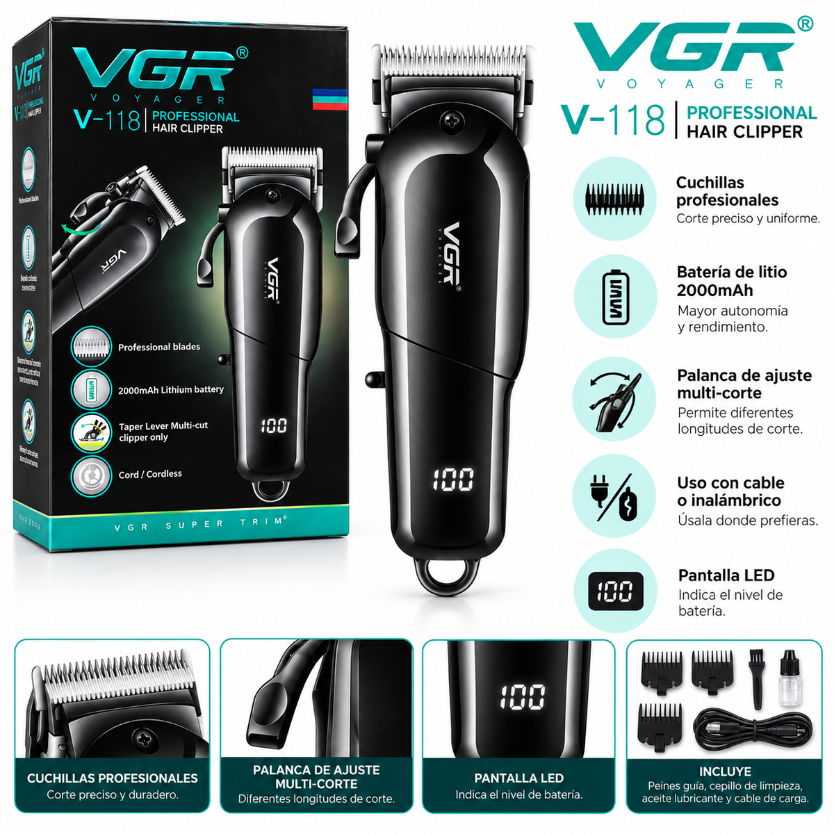 Máquina De Motilar Profesional Vgr V-118