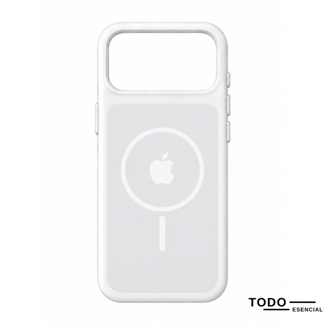 Estuche Iphone 17 Pro Max Silicona Luxe Blanco Con Logo