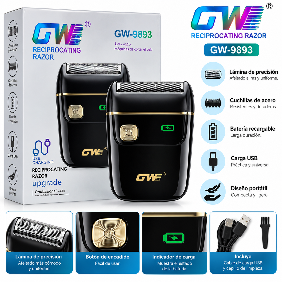 Shaver Afeitadora Masculina De Hombre Gw 9893