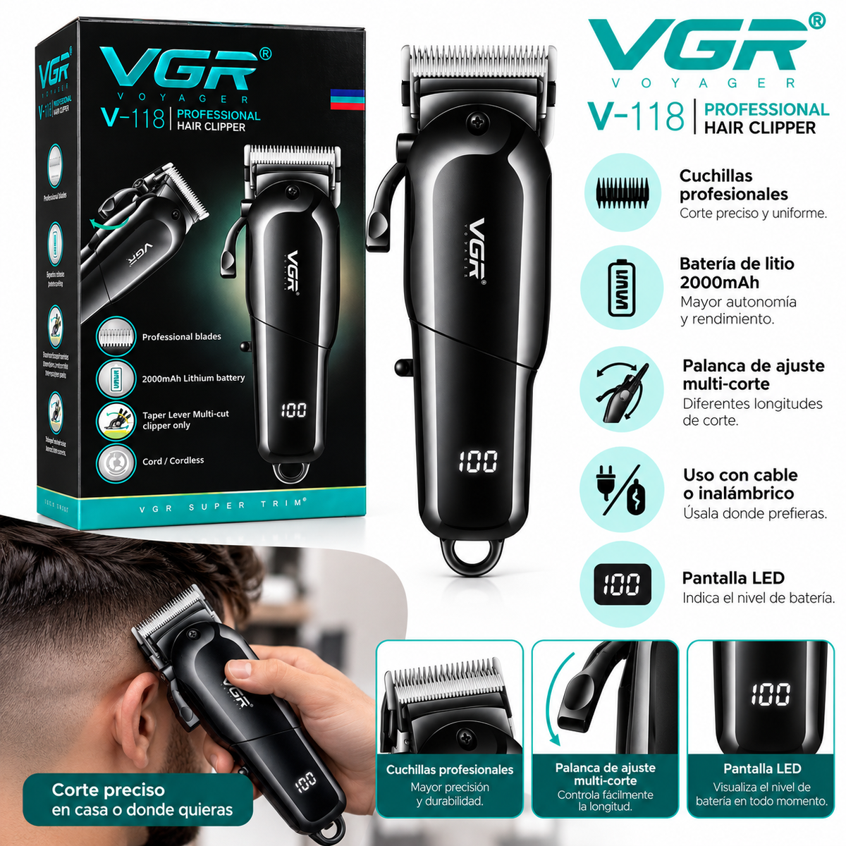 Máquina De Motilar Profesional Vgr V-118